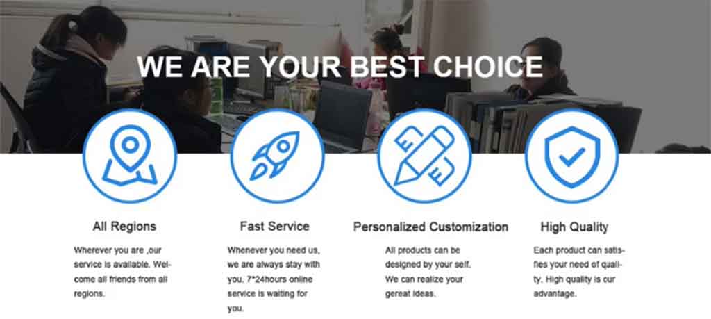 Service highlights of a plush toy supplier offering global reach, fast service, custom design options, and high-quality assurance.