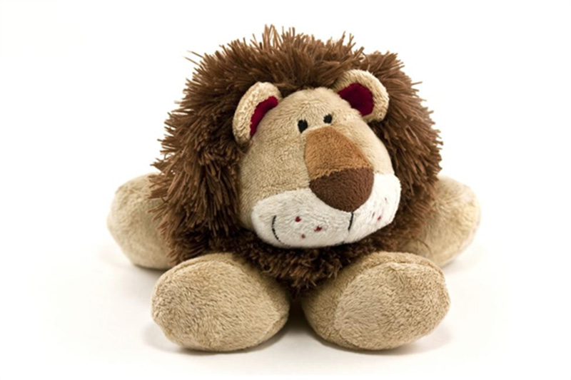 A soft lion plush toy with a fluffy mane and embroidered facial features, designed with a friendly and cuddly appearance.