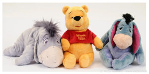 A plush toy set featuring three soft character dolls in colorful outfits, designed for cuddling, collecting, and decorative display.